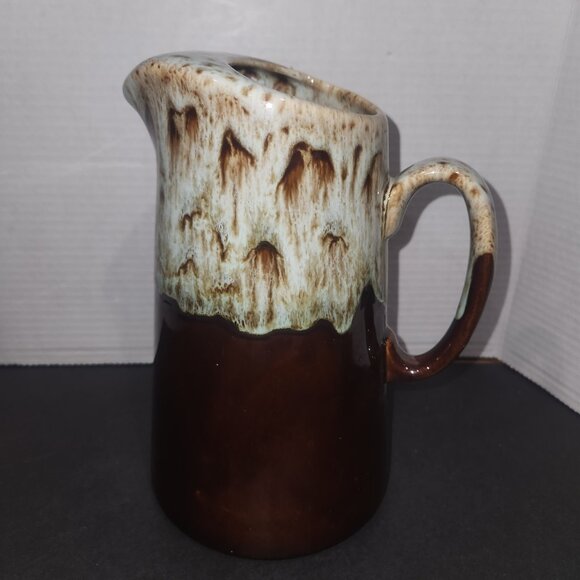 VTG Canonsburg Pottery 9.5” Brown Drip Glazed 2-Quart Water Pitcher w/Ice Lip - Picture 6 of 11